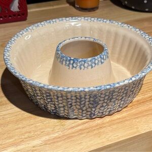Ceramic Bundt Pan with Blue Pattern